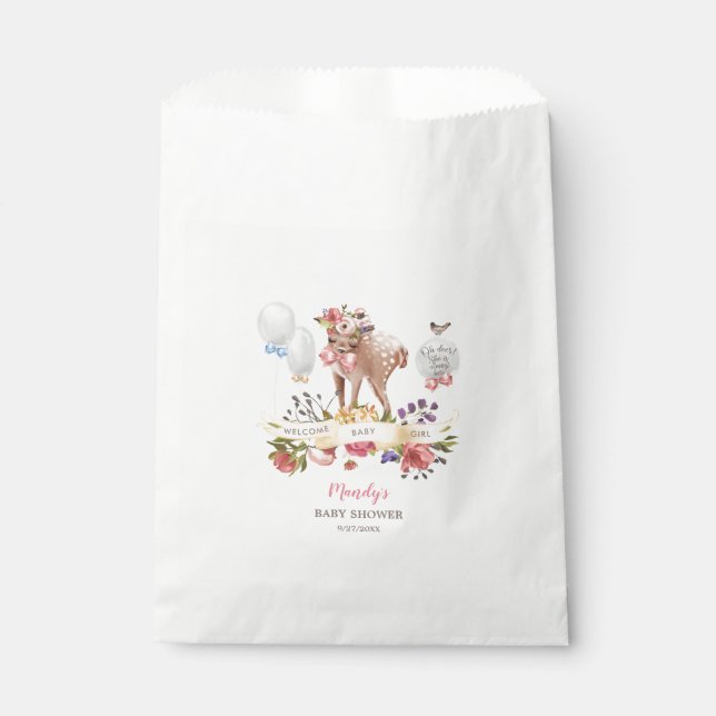 Watercolor Oh Deer Baby Shower Favour Bags (Front)