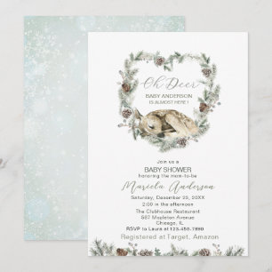 Watercolor Oh Deer Baby Shower  Invitation