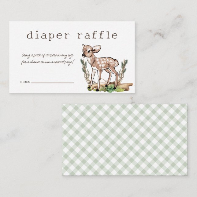 Watercolor Oh Deer Woodland Diaper Raffle Card (Front/Back)