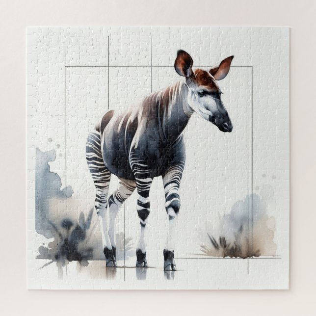 Watercolor Okapi AREF285 - Watercolor Jigsaw Puzzle (Vertical)