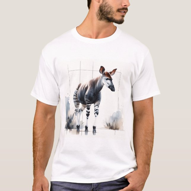 Watercolor Okapi AREF285 - Watercolor T-Shirt (Front)