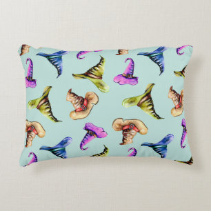 Watercolor old hats: blue background. decorative cushion