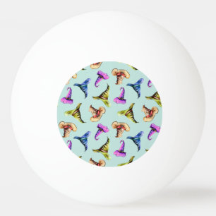 Watercolor old hats: blue background. ping pong ball