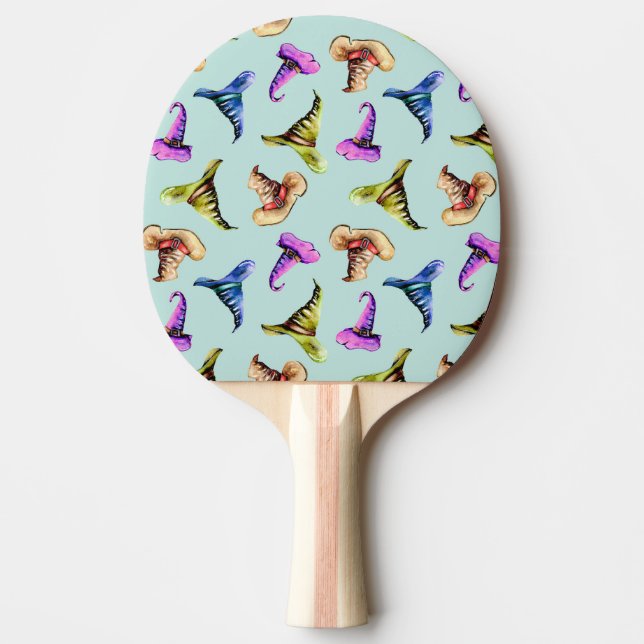 Watercolor old hats: blue background. ping pong paddle (Front)