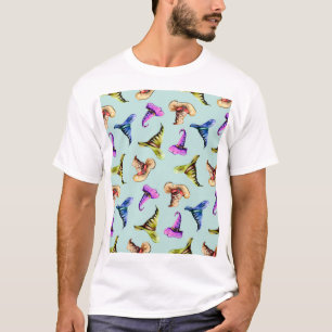 Watercolor old hats: blue background. T-Shirt