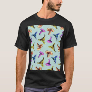 Watercolor old hats: blue background. T-Shirt