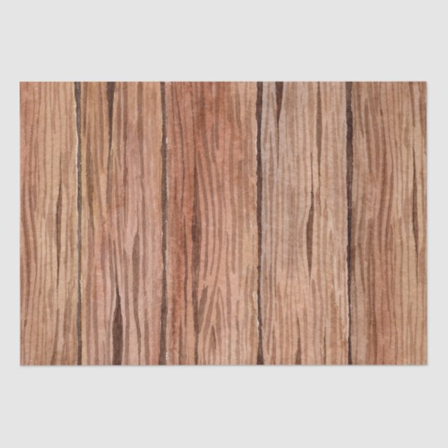 Watercolor Old Wood Illustration Tissue Paper (Front)