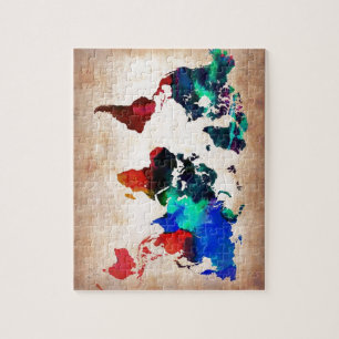 Watercolor old world map cute jigsaw puzzle
