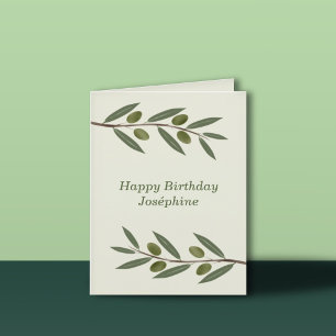 Watercolor Olive Branch Birthday Card