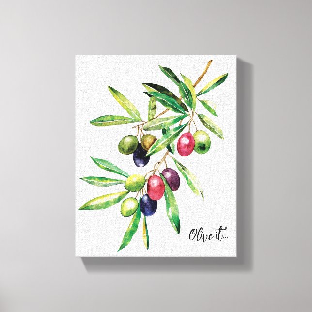 Watercolor Olive Branch Canvas Print (Front)