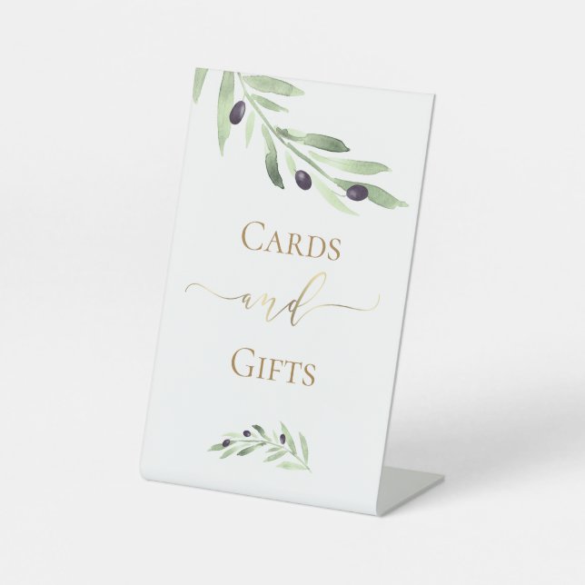 watercolor olive branch cards and gifts sign (Front)