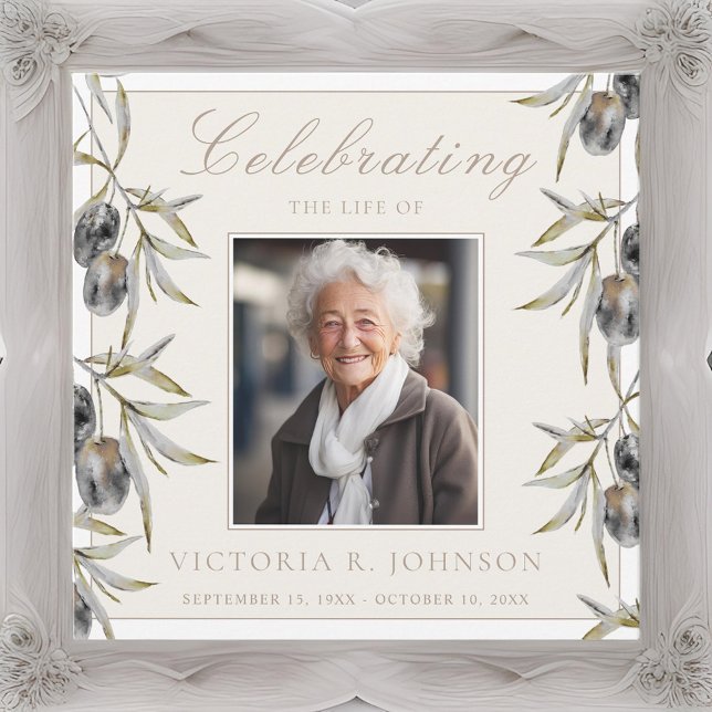 Watercolor Olive Branch Celebration of Life Invitation (Creator Uploaded)