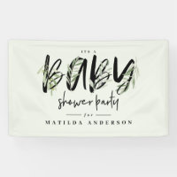 Watercolor olive branch foliage baby shower party