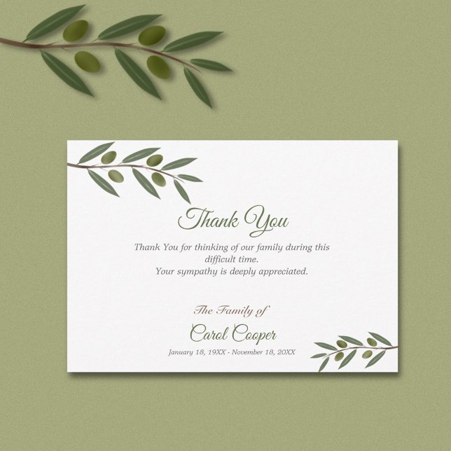 Watercolor Olive Branch Funeral Thank You Card (Watercolor Olive Branch Funeral Thank You Card)