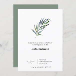 Watercolor Olive Branch Greenery Bridal Shower Invitation