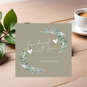 Watercolor Olive Branch,Handmade Square Business Card