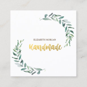 Watercolor Olive Branch,Handmade Square Business Card