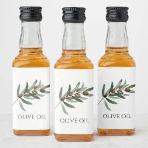 Watercolor Olive Branch Illustration Customisable Liquor Bottle Label