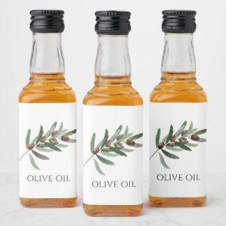 Watercolor Olive Branch Illustration Customisable  Liquor Bottle Label