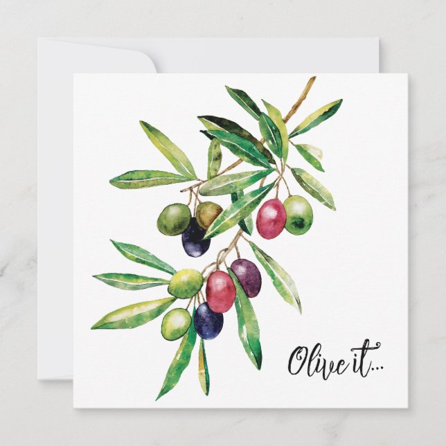 Watercolor Olive Branch Invitation (Front)