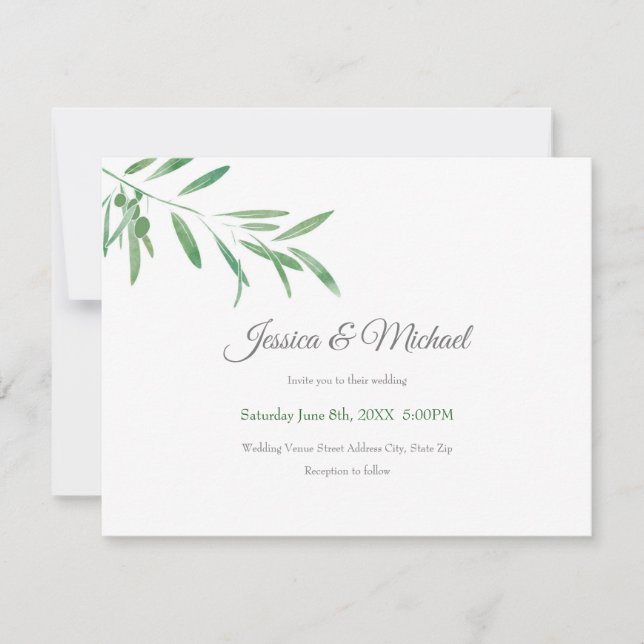 Watercolor Olive Branch Invitation (Front)