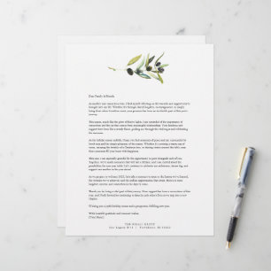 Watercolor Olive Branch Letterhead Template