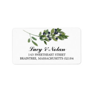 Watercolor Olive Branch Mailing Address Label