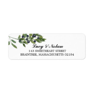 Watercolor Olive Branch Return Address