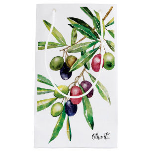 Watercolor Olive Branch Small Gift Bag