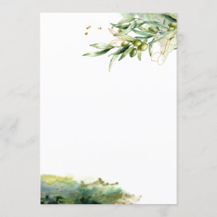 Watercolor Olive Branch Stationery Invitation