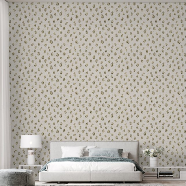 Watercolor Olive Branch Toss Botanical Pattern  Wallpaper (Bedroom)