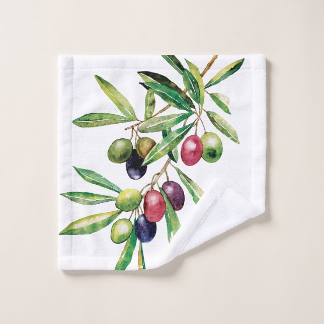 Watercolor Olive Branch Wash Cloth (Wash Cloth)