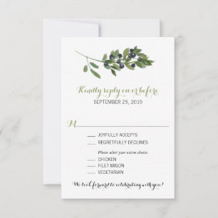Watercolor Olive Branch Wedding RSVP