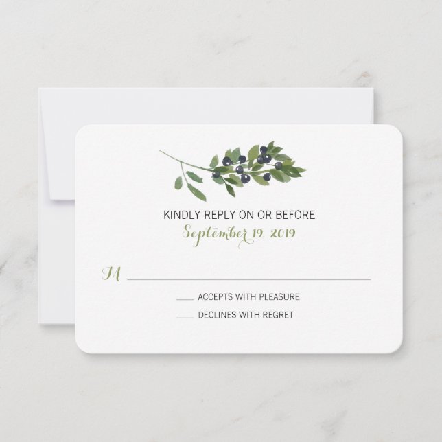 Watercolor Olive Branch | Wedding RSVP (Front)
