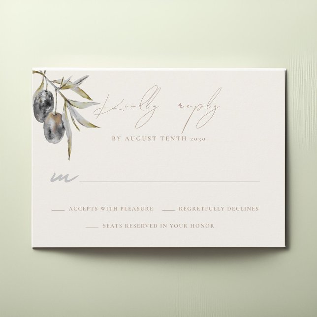 Watercolor Olive Branch Wedding RSVP Response Card (Creator Uploaded)