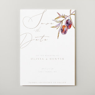 Watercolor Olive Branch Wedding Save the Date Card