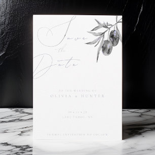 Watercolor Olive Branch Wedding Save the Date Card