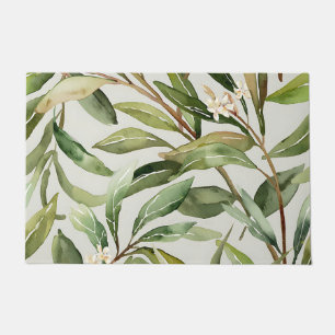 Watercolor Olive Branches Botanical Doormat