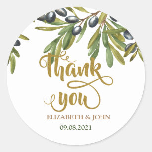 Watercolor Olive Branches Classic Round Sticker