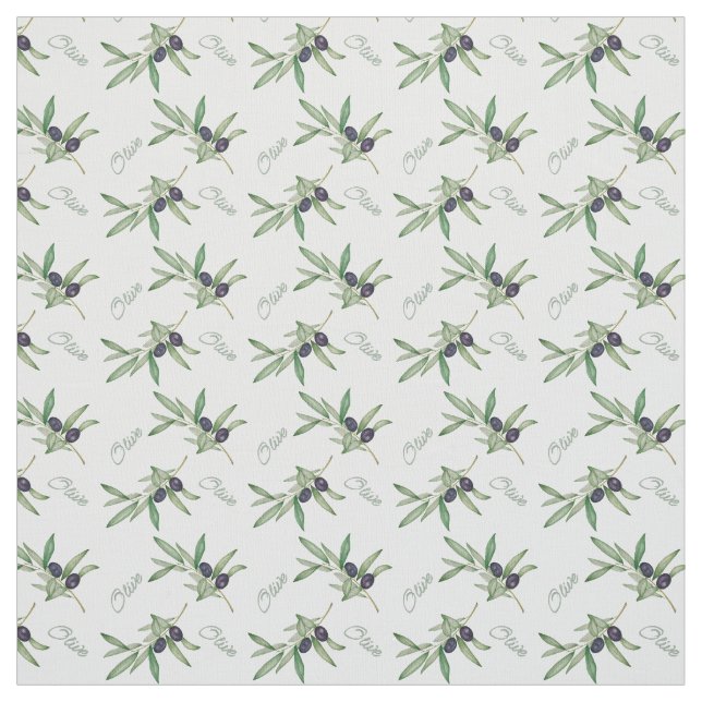 watercolor olive branches fabric (Swatch)