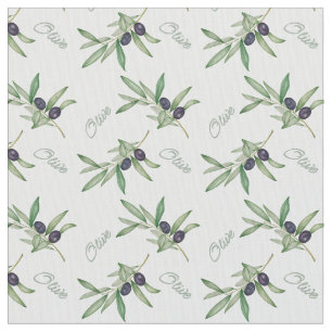 watercolor olive branches fabric