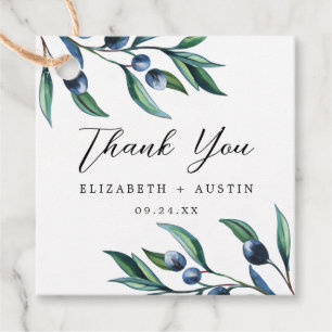 Watercolor Olive Branches Wedding Favour Tags