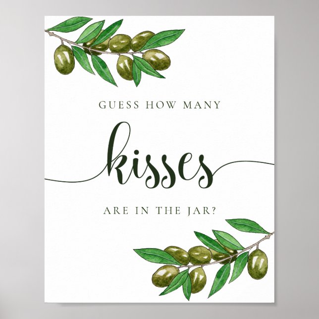 Watercolor olive how many kisses sign (Front)