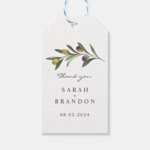 Watercolor Olive Leaf  Summer Wedding Gift Tags