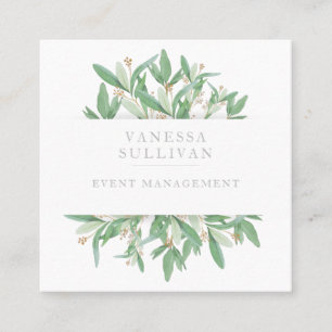 Watercolor Olive Leaves Greenery Business Cards