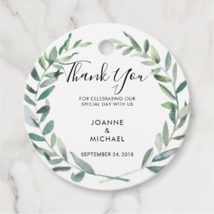 Watercolor olive leaves Wedding Thank You Favour Tags
