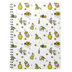 Watercolor Olive, Olive Branch & Oil Bottle Notebook
