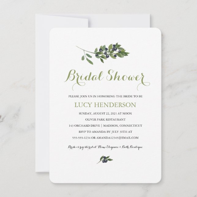 Watercolor Olive Orchard | Bridal Shower Invitation (Front)