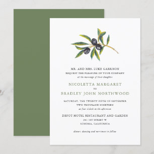 Watercolor Olive Orchard Wedding Invitation