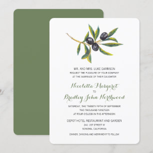 Watercolor Olive Orchard Wedding Invitation